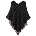 O cardigan da camisola das mulheres envolve o poncho feito malha inverno dos xailes (SP616)